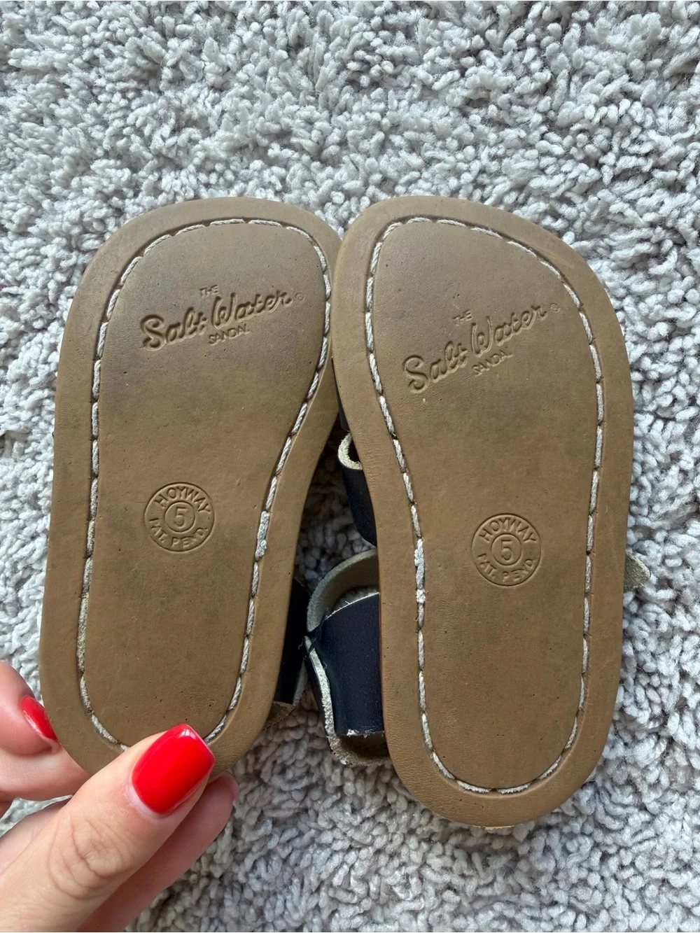 Salt Water Sandals by Hoy Navy Leather Strappy Kids Sandals